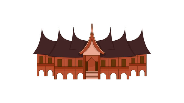 Gambar Rumah Gadang khas Sumatera Barat. Source : https://www.canva.com/design/DAGVms0y6nU/CP0SgwBOTZQBQt2UymXeKA/edit?utm_content=DAGVms0y6nU&utm_campaign=designshare&utm_medium=link2&utm_source=sharebutton