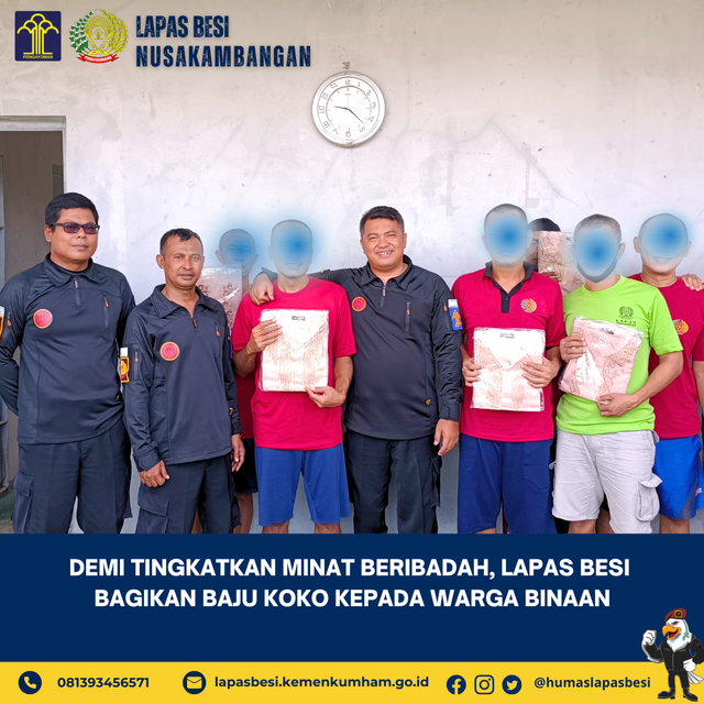 Demi Tingkatkan Minat Beribadah Lapas Besi Bagikan Baju Koko kepada Warga Binaan