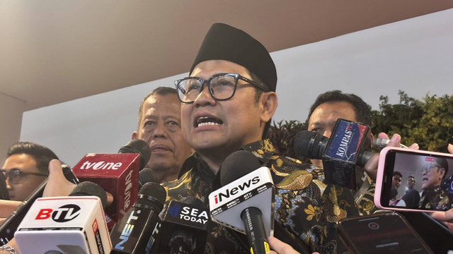 Menteri Koordinator Bidang Pemberdayaan Masyarakat Muhaimin Iskandar di Sentul International Convention Center, Kamis (7/11/2024). Foto: Ave Airiza Gunanto/kumparan