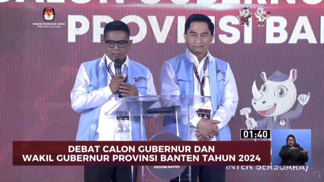 Suasana debat Calon Gubernur dan Wakil Gubernur Banten tahun 2024, Kamis (7/11/2024). Foto: YouTube/ KPU Provinsi Banten