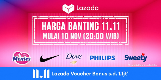 Harga Banting 11.11 dari Lazada mulai dari 10 November. Foto: dok. Lazada