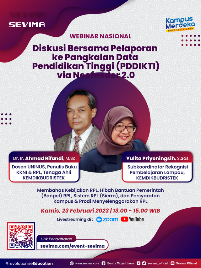 Dr. Ir. Ahmad Rifandi, M.Sc. Jadi Narasumber dalam Webinar Nasional SEVIMA