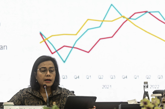 Menteri Keuangan Sri Mulyani Indrawati memberikan keterangan pers APBN KiTa edisi November 2024 di Jakarta, Jumat (8/11/2024). Foto: Rivan Awal Lingga/ANTARA FOTO