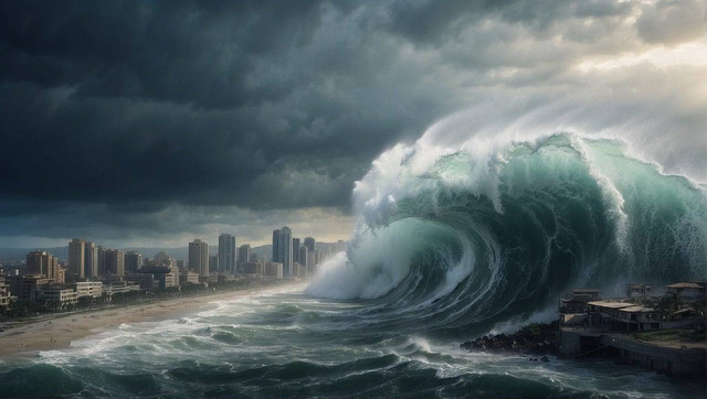 Ilustrasi contoh teks eksplanasi tsunami. Sumber: Pixabay/alfaunicorn81