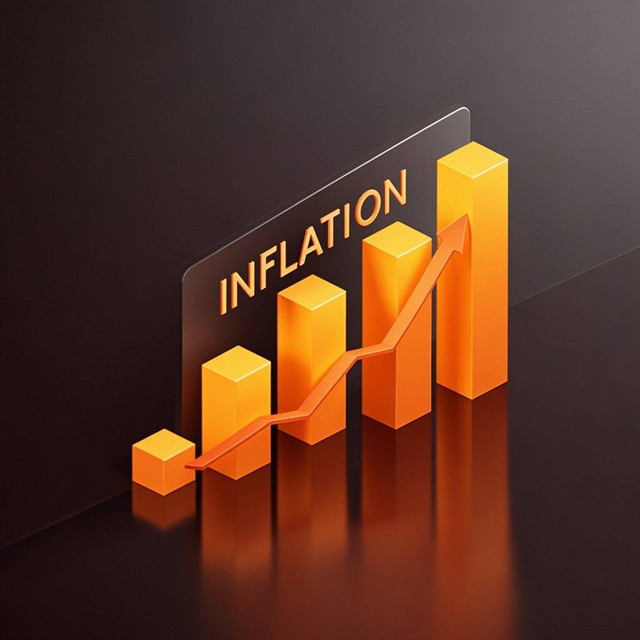 Gambar dibuat menggunakan kecerdasan buatan menggunakan tools DreaminaAI dengan menggambarkan statistik inflasi yang terus naik.