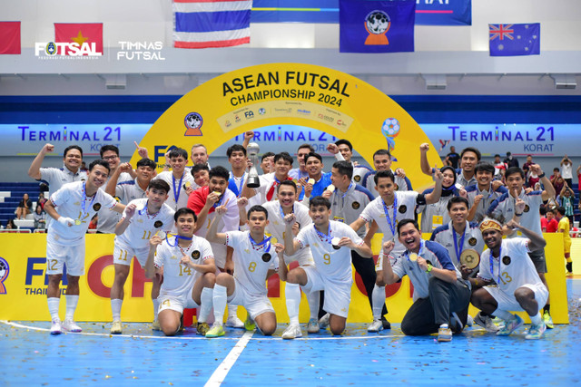 Timnas Futsal Indonesia Juara Piala AFF Futsal 2024 di Terminal 21 Nakhon Ratchasima, Thailand, Minggu (10/11/2024). Foto: FFI