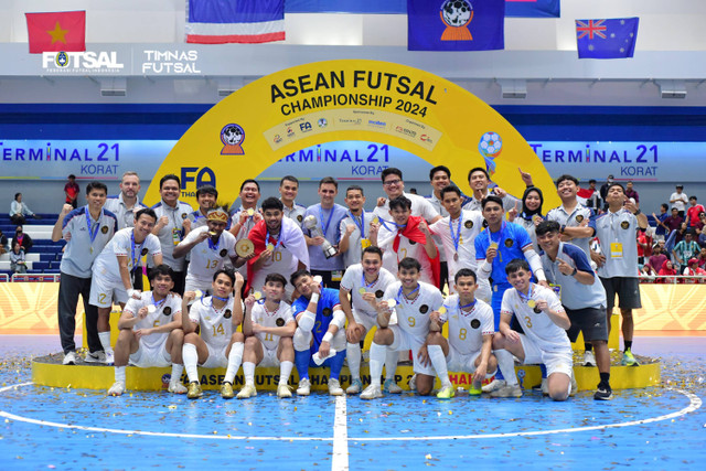 Timnas Futsal Indonesia Juara Piala AFF Futsal 2024 di Terminal 21 Nakhon Ratchasima, Thailand, Minggu (10/11/2024). Foto: FFI