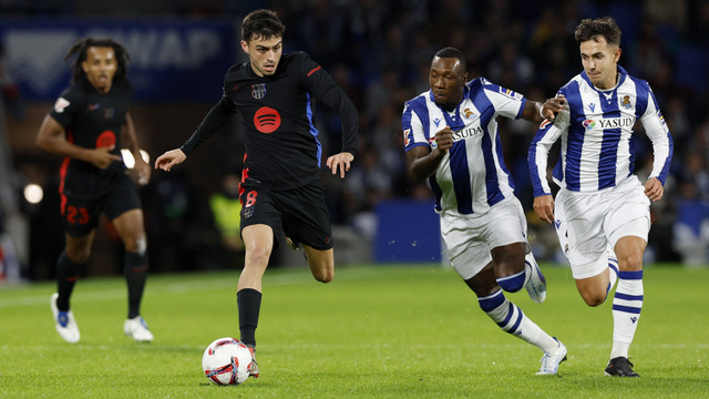 Real Sociedad vs Barcelona dalam laga pekan ke-12 Liga Italia 2024/25 di Reale Arena, Senin (11/11) malam WIB. Foto: REUTERS/Vincent West