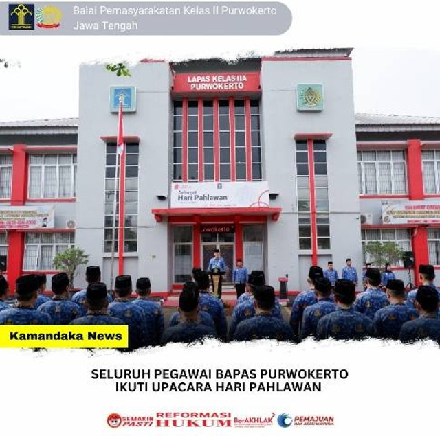 Seluruh Pegawai Bapas Purwokerto Ikuti Upacara Hari Pahlawan