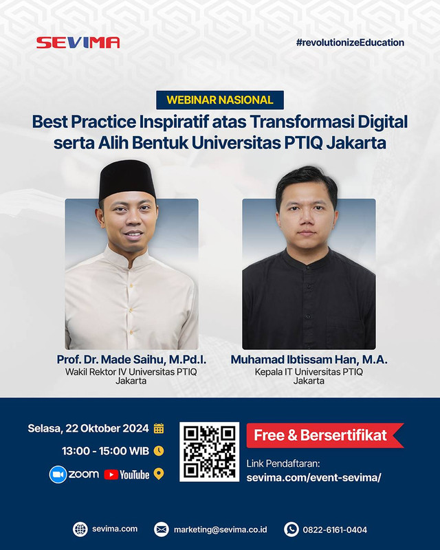 Ribuan Peserta Ikuti Seminar SEVIMA Seputar Alih Bentuk Universitas PTIQ Jakarta