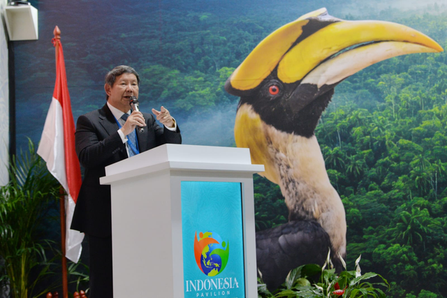 Utusan Khusus Indonesia, Hashim Djojohadikusumo pada Conference of the Parties (COP) 29 yang digelar di Baku, Azerbaijan. Foto: Dok. PLN