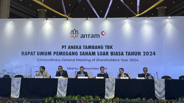 Rapat Umum Pemegang Saham Luar Biasa (RUPSLB) tahun 2024 PT Antam Tbk (Persero) di Hotel Kempinski Jakarta, Rabu (13/11/2024). Foto: Fariza Rizky Ananda/kumparan