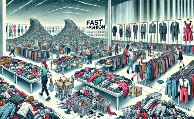 ilustrasi gambar tempat fast fashion (sumber: https://chatgpt.com)