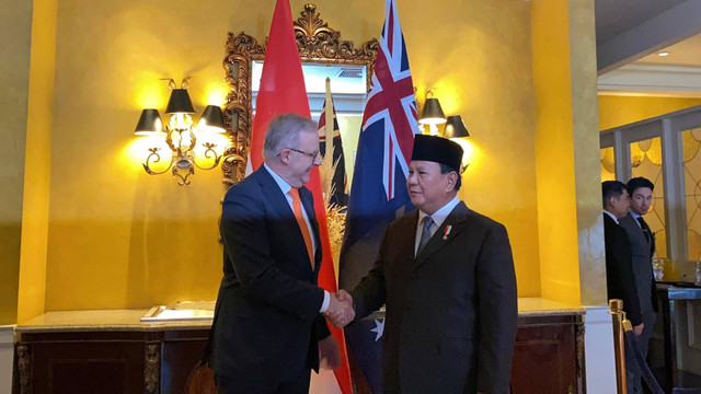 Presiden Prabowo Subianto menggelar pertemuan bilateral dengan Perdana Menteri (PM) Australia Anthony Albanese di Hotel Swissotel, Lima, Peru, Kamis (14/11/2024). Foto: Zamachsyari/kumparan