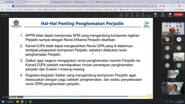 Rupbasan Mojokerto Hadiri Sharing Session Penghematan Anggaran Belanja Perjalanan Dinas dan Press Release APBN Oktober 2024