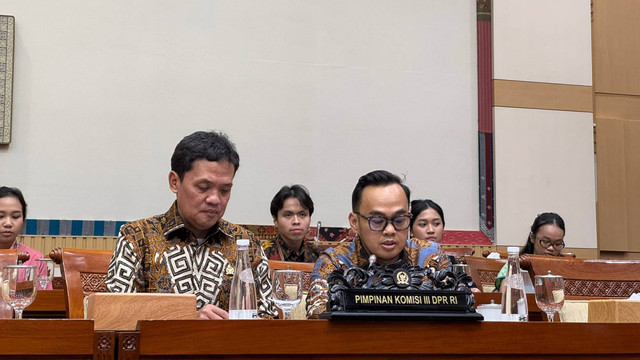 Ketua Komisi III DPR Habiburokhman (kiri) dan Wakil Ketua Komisi III DPR Rano Alfath di ruang Komisi III Kompleks Parlemen Senayan, Jakarta, Jumat (15/11/2024).  Foto: Luthfi Humam/kumparan