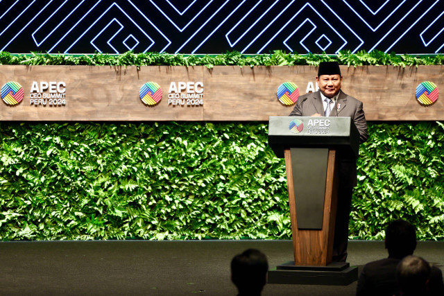 Presiden Prabowo berbicara di KTT APEC di Lima, Peru. Foto: Dok. Istimewa