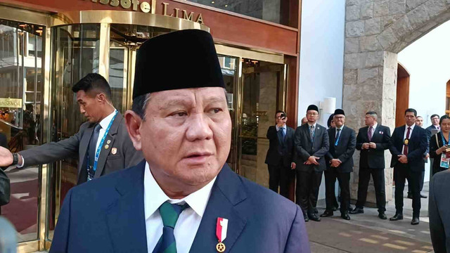 Presiden Republik Indonesia Prabowo Subianto di Swissotel Lima, Peru, Sabtu (16/11). Foto: Zamachsyari/kumparan