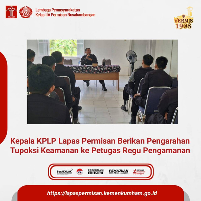 Kepala KPLP Lapas Permisan Berikan Pengarahan Tupoksi Keamanan ke Petugas Regu 