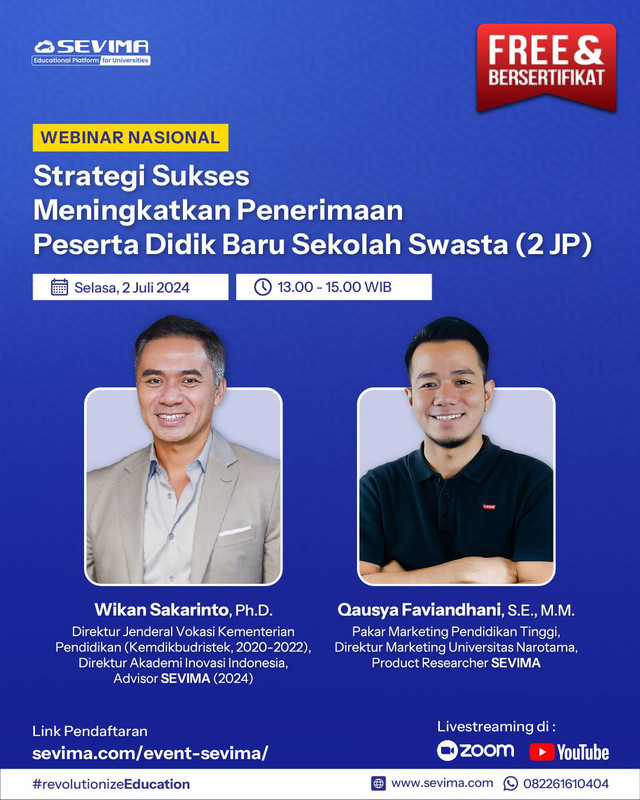 Ribuan Peserta Ikuti Seminar SEVIMA Seputar Strategi PPDB Sekolah Swasta (2 JP)