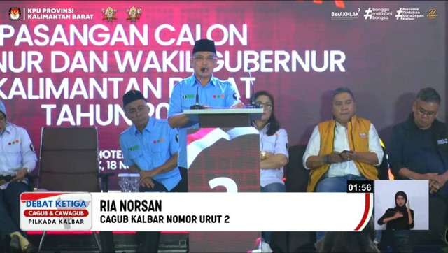 Cagub Kalbar nomor urut 2, Ria Norsan. Foto: Dok. YouTube KPU Kalbar