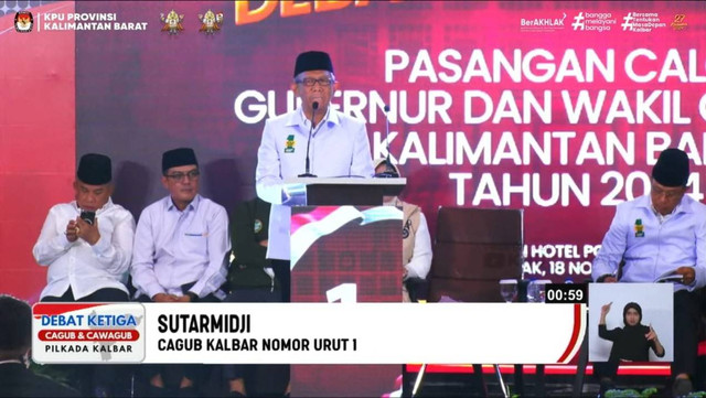 Cagub Kalbar nomor urut 1, Sutarmidji. Foto: Dok. YouTube KPU Kalbar