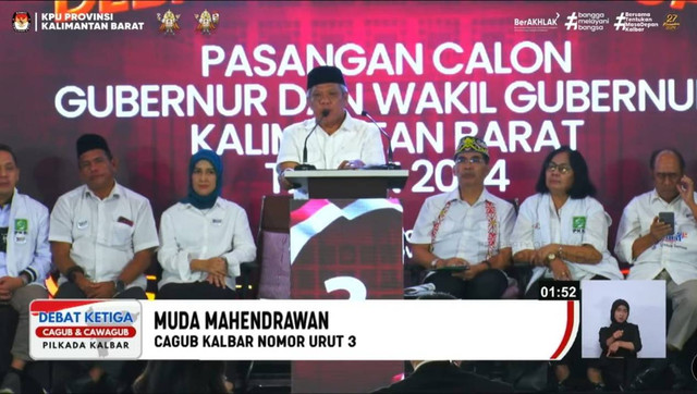 Cagub Kalbar nomor urut 3, Muda Mahendrawan. Foto: Dok. YouTube KPU Kalbar