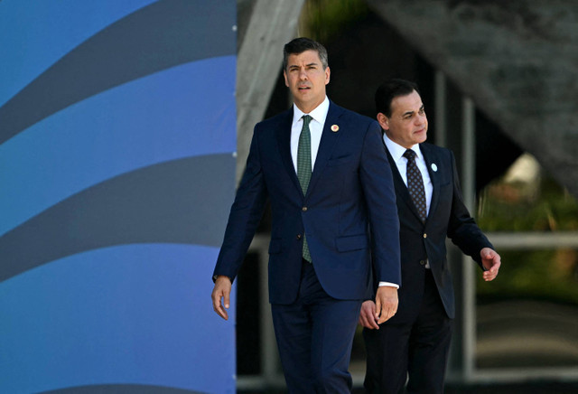 Presiden Paraguay Santiago Pena menghadiri KTT G20 di Rio de Janeiro, Brasil, Senin (18/11/2024). Foto: PABLO PORCIUNCULA / AFP