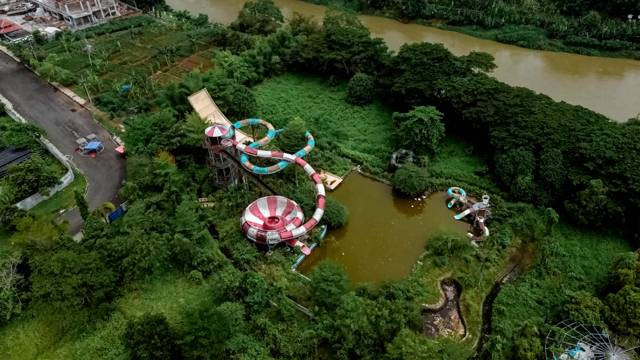 Kondisi Banjar Water Park Foto pribadi milik Dela Melinda diambil dari drone (03/11/2024)