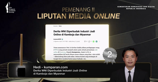 kumparan sabet posisi kedua Anugerah Jurnalistik Komdigi Foto: YouTube/Kemkomdigi TV