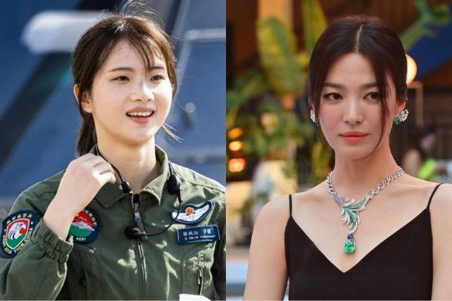 Xu Fengcan, pilot militer perempuan China yang disebut mirip Song Hye Kyo. Foto: Weibo/ Instagram @kyo1122