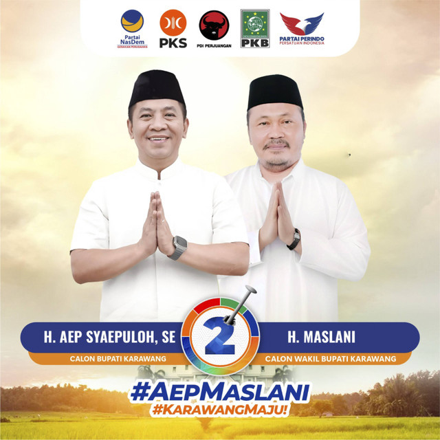 Poster pasangan calon Bupati dan Wakil Bupati Aep-Maslani nomor urut 2. Foto: Dok. Istimewa