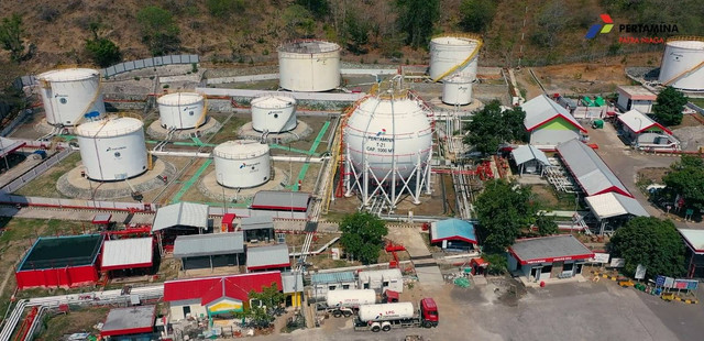 Proyek Strategis Nasional (PSN) pembangunan Terminal LPG Bima rampung dibangun. Foto: Pertamina Patra Niaga