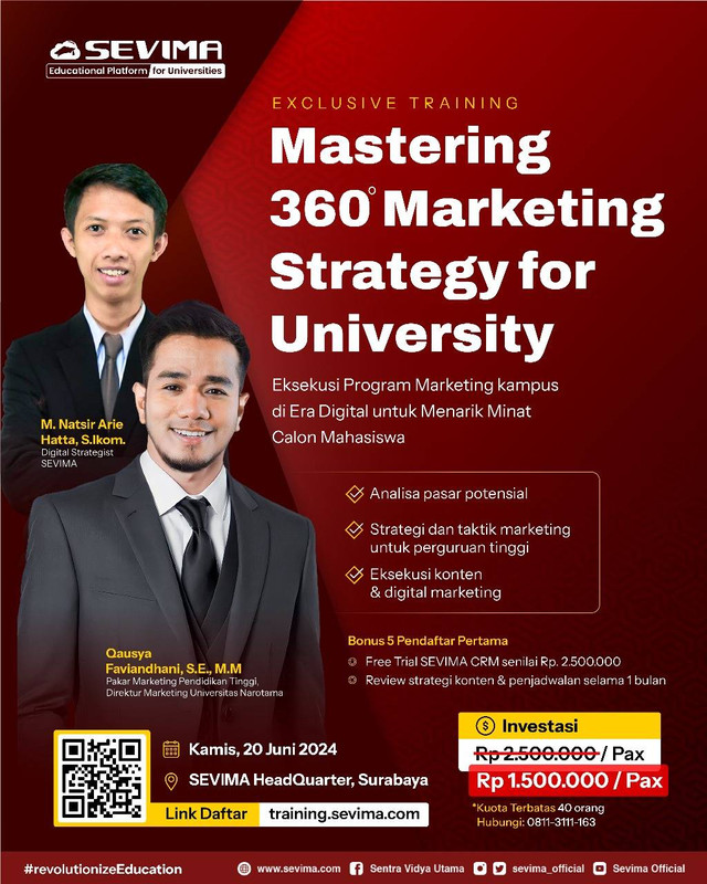 Ribuan Peserta Ikuti Seminar SEVIMA Seputar Strategi Marketing 360° untuk Kampus