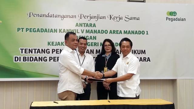 Pegadaian Area 1 Manado dengan Kejaksaan Negeri Manado melakukan kerja sama untuk melakukan pemulihan dan pengembalian aset keuangan negara.