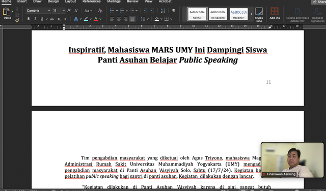 Inspiratif, Mahasiswa MARS UMY Ini Dampingi Siswa Panti Asuhan  Public Speaking