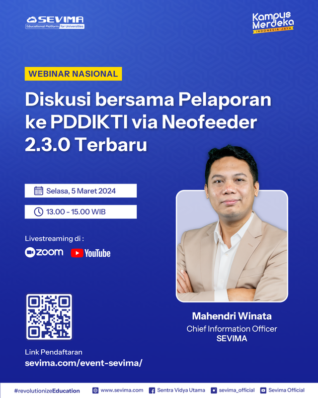 Ribuan Peserta Ikuti Seminar SEVIMA Seputar PDDIKTI via Neofeeder 2.3.0 Terbaru