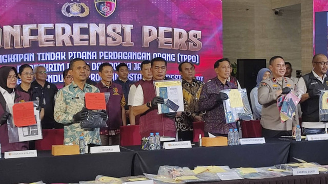 Pers rilis kasus TPPO di Bareskrim Polri.  Foto: Rachmadi Rasyad/kumparan