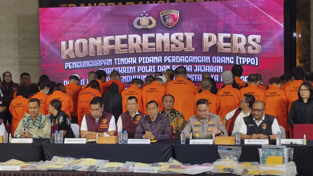 Pers rilis kasus TPPO di Bareskrim Polri.  Foto: Rachmadi Rasyad/kumparan