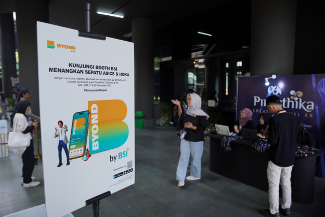 BYOND by BSI hadir dukungan industri kreatif Indonesia di Pinasthikafest 2024 yang berlangsung 21-22 November 2024 di Gelanggang Inovasi Kreativitas Universitas Gadjah Mada, Yogyakarta. Foto: Dok. BSI