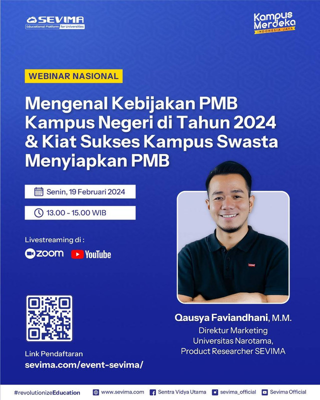 Ribuan Peserta Ikuti Seminar SEVIMA Seputar Kebijakan PMB Kampus Tahun 2024 