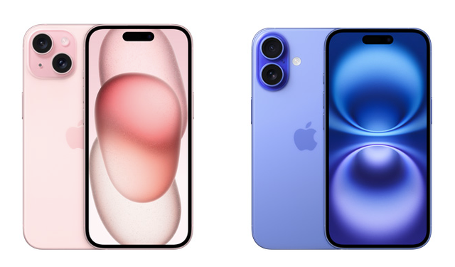 iPhone 15 (kiri), iPhone 16 (kanan). Foto: Apple