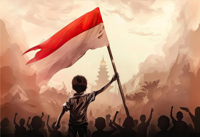 Ilustrasi Perjuangan Indonesia Masa Kemerdekaan (Sumber : Freepik  AI)