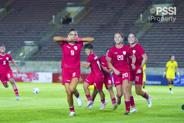 Selebrasi Claudia Scheunemann pertandingan Timnas Wanita Indonesia melawan Timnas Wanita Malaysia di ASEAN Women's Cup 2024. Foto: Dok. PSSI