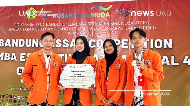 Mahasiswa Teknologi Pangan Universitas Ahmad Dahlan (UAD) Raih Juara I dalam Lomba Essay Letin#4 (Dok. Adi Satria)