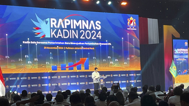 Ketua Umum Kadin Indonesia Arsjad Rasjid saat pembukaan Rapimnas Kadin Indonesia 2024 di Hotel Pullman Central Park, Jumat (29/11/2024). Foto: Fariza Rizky Ananda/kumparan