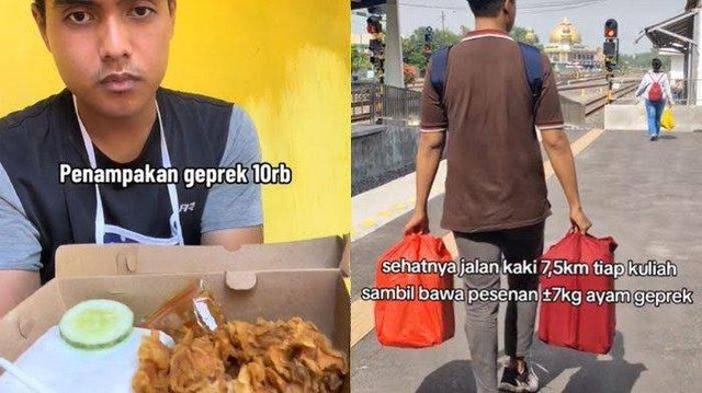 Tangkapan layar Bim yang berjualan ayam geprek.