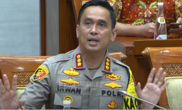 Kapolrestabes Semarang Kombes Irwan Anwar dalam RDP dengan Komisi III DPR, Selasa (3/12/2024). Foto: YouTube/DPR RI