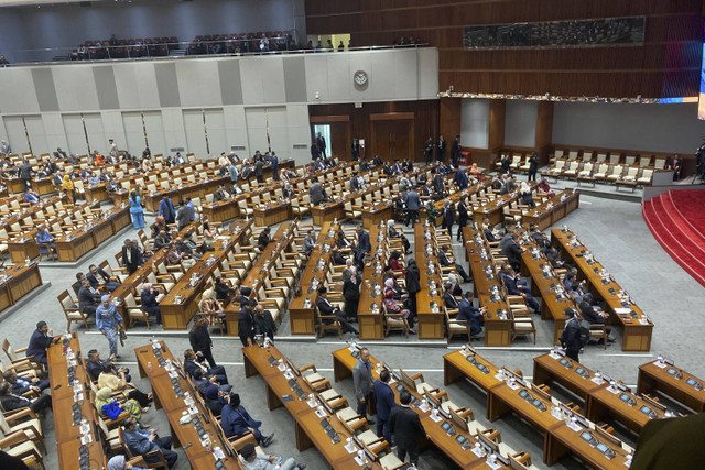 Suasana rapat paripurna yang ke-9 masa persidangan pertama 2024-2025, di ruang rapat paripurna DPR RI, Jakarta Pusat, Kamis (5/12/2024). Foto: Alya Zahra/Kumparan