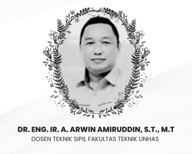 Dr. A Arwin Amiruddin, dosen Departemen Teknik Sipil Universitas Hasanuddin (Unhas) Kota Makassar, Sulawesi Selatan meninggal dunia saat menguji disertasi mahasiswa S3, Rabu (4/12/2024).  Foto: Dok. Istimewa